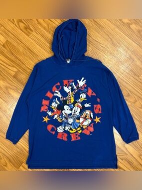 Disney Mickey Unlimited Vintage Y2K Blue Graphic Hoodie Size L